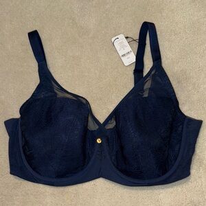 Womens Understance Ivy Smooth Lace Full Coverage Flexwire Bra 40G Blue